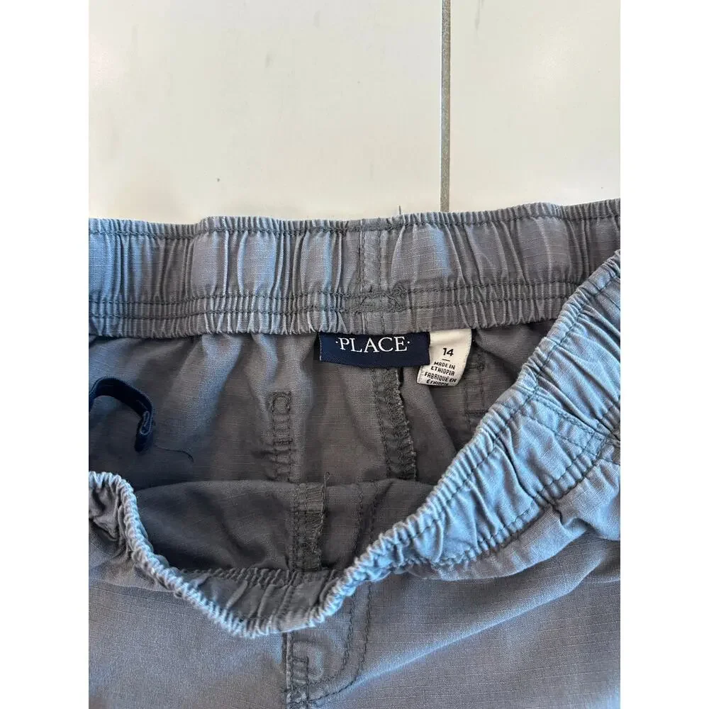The Children's Place Boys Gray Cargo Shorts Size 14 Elastic Waist Pockets Casual
